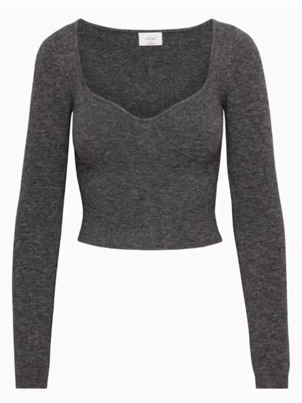 Aritzia Wilfred Greer sweater charcoal gray cropped knit wool cashmere blend M